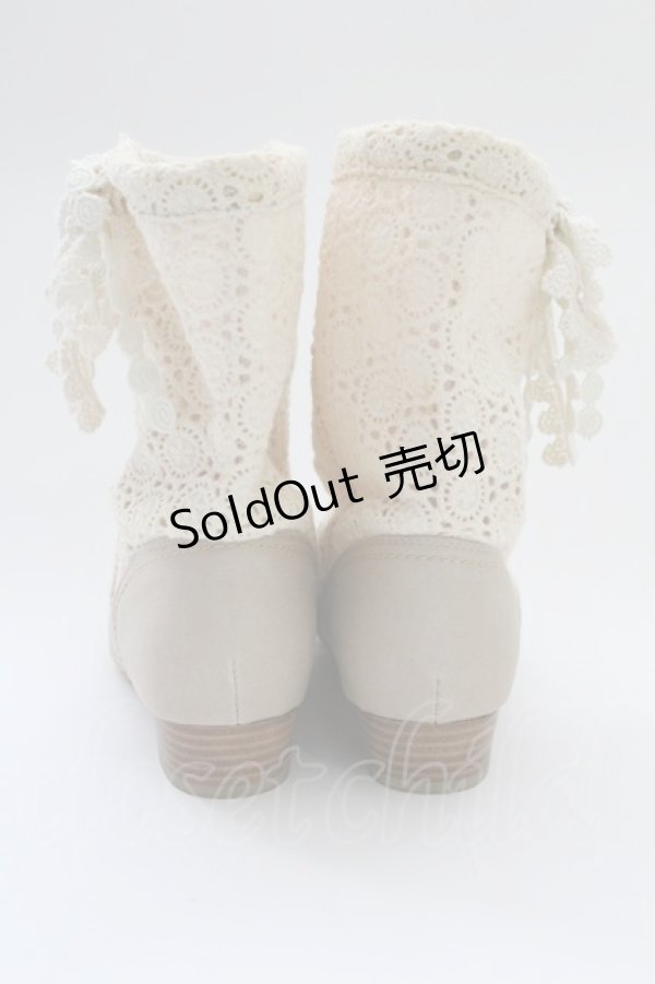 画像2: PINK HOUSE / 綿レースショートブーツ  ベージュ T-25-10-29-053-LO-SH-SA-ZT (2)