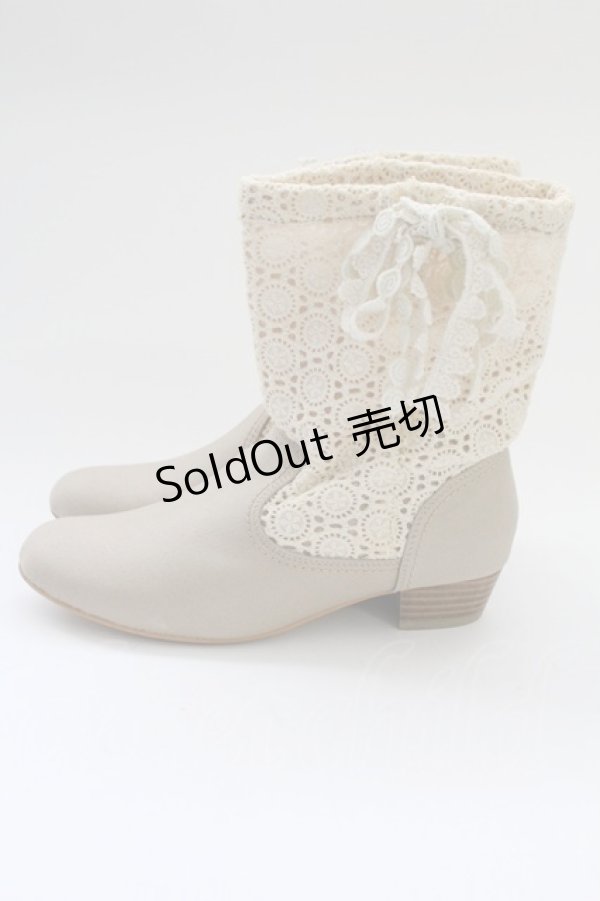 画像3: PINK HOUSE / 綿レースショートブーツ  ベージュ T-25-10-29-053-LO-SH-SA-ZT (3)