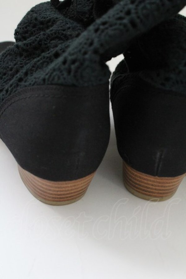 画像4: PINK HOUSE / 綿レースショートブーツ  ブラック T-25-10-29-054-LO-SH-SA-ZT (4)