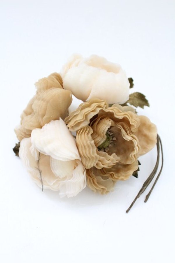 画像2: KETTY / チュールフラワーブーケコサージュ  ブラウンＸピンクＸグリーン T-25-10-29-055-EL-AC-SA-ZT (2)