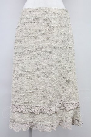 画像: INGEBORG / フラワーニットモチーフスカート 13 アイボリー T-25-10-29-005-LO-SK-SA-ZT