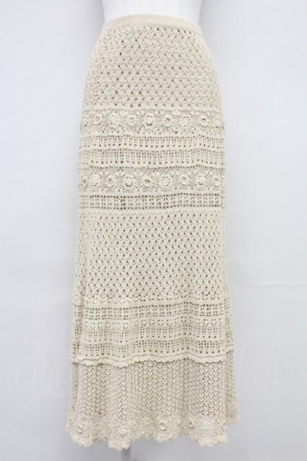 画像1: INGEBORG / レースニットスカート  アイボリー T-25-10-29-006-LO-SK-SA-ZT (1)