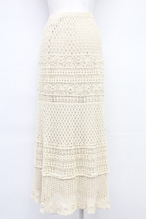 画像2: INGEBORG / レースニットスカート  アイボリー T-25-10-29-006-LO-SK-SA-ZT (2)