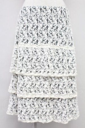 画像: INGEBORG / レース重ねスカート 13 ブラック×ホワイト T-25-10-29-007-LO-SK-SA-ZT