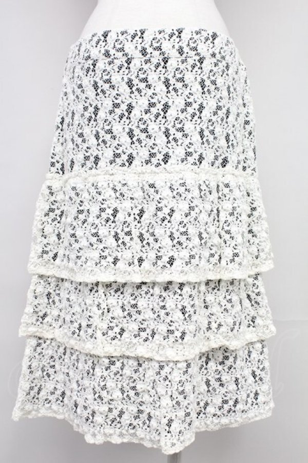 画像2: INGEBORG / レース重ねスカート 13 ブラック×ホワイト T-25-10-29-007-LO-SK-SA-ZT (2)