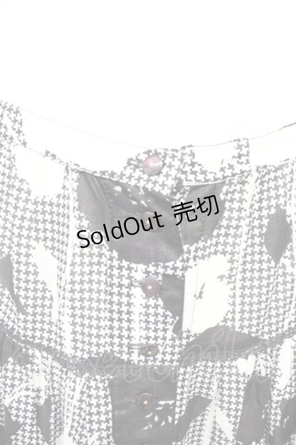 画像3: PINK HOUSE / フラワー千鳥柄スカート  黒X白 T-25-10-29-008-LO-SK-SA-ZT (3)