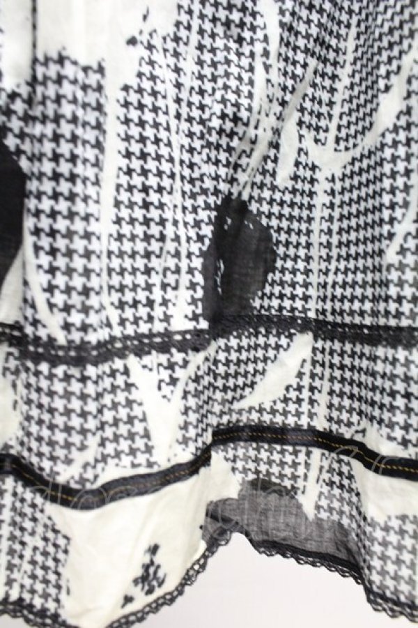 画像5: PINK HOUSE / フラワー千鳥柄スカート  黒X白 T-25-10-29-008-LO-SK-SA-ZT (5)