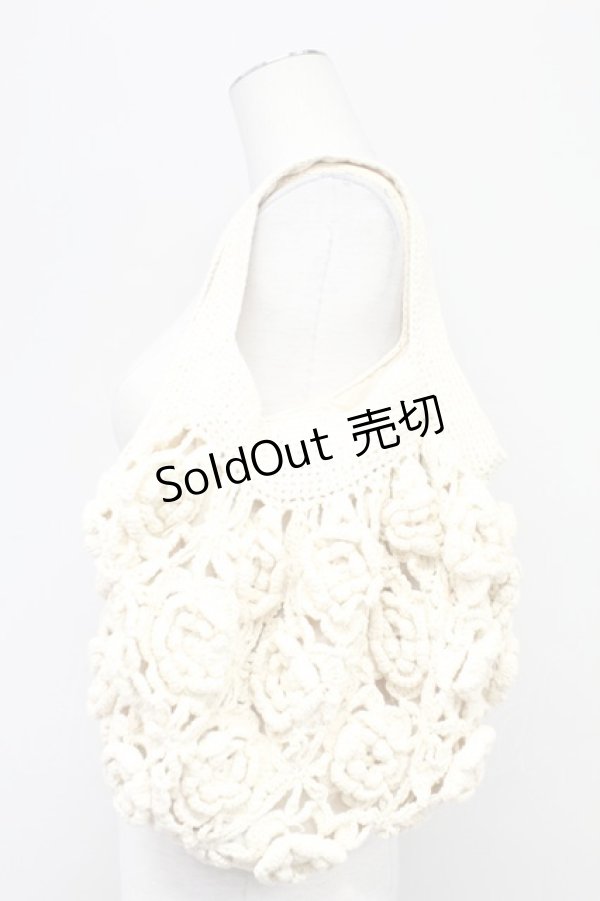 画像2: PINK HOUSE / フラワーモチーフ&リボンニットバッグ  アイボリー T-25-10-29-009-LO-BG-SA-ZT (2)