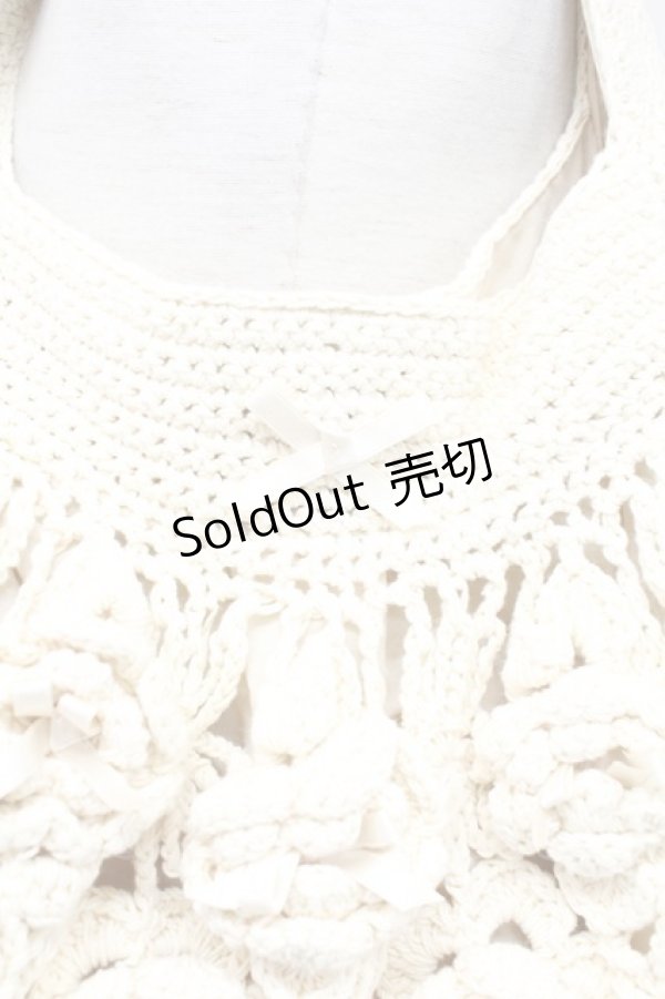 画像3: PINK HOUSE / フラワーモチーフ&リボンニットバッグ  アイボリー T-25-10-29-009-LO-BG-SA-ZT (3)