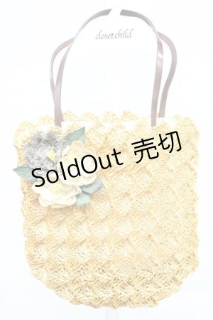 画像: PINK HOUSE / 麦わらコサージュ付きミニバッグ  オレンジ T-25-10-29-011-LO-BG-SA-ZT