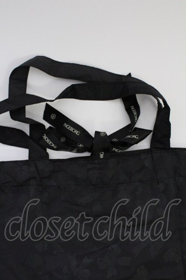 画像3: INGEBORG / リボンプリントバッグ  黒 T-25-10-29-015-LO-BG-SA-ZT (3)