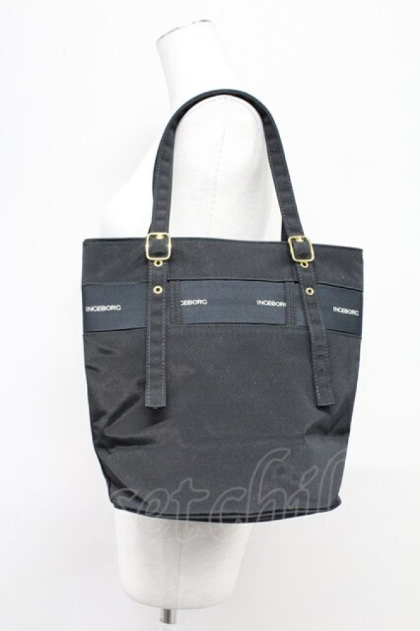 画像2: INGEBORG / ロゴベルトリボンハンドバッグ  黒Ｘゴールド T-25-10-29-016-LO-BG-SA-ZT (2)