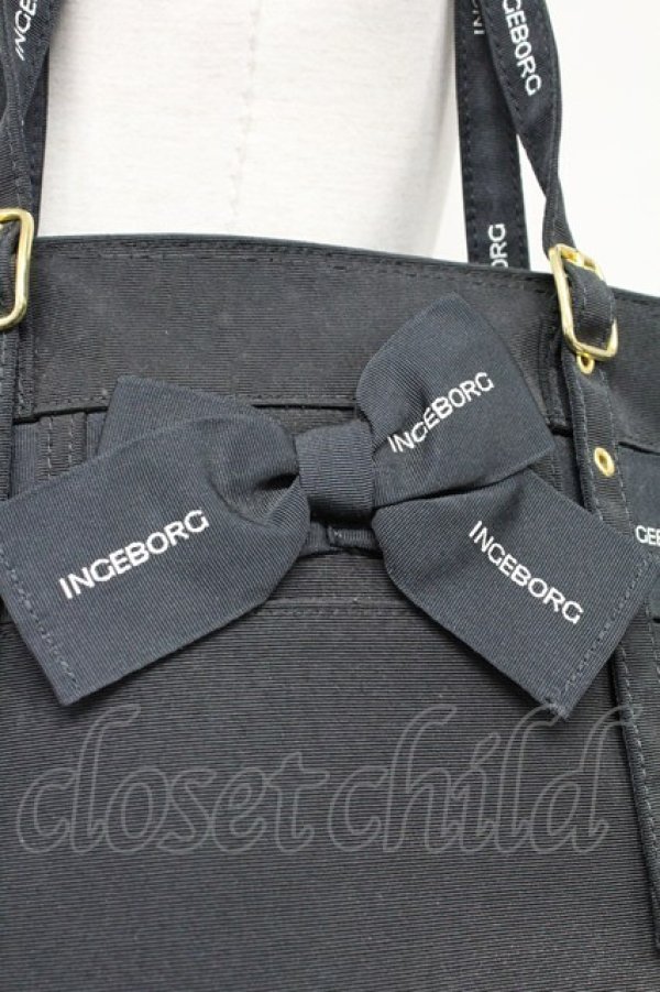 画像3: INGEBORG / ロゴベルトリボンハンドバッグ  黒Ｘゴールド T-25-10-29-016-LO-BG-SA-ZT (3)