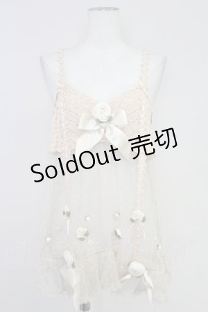 画像: PINK HOUSE / カメリアモチーフリボンニットベビードール  アイボリー T-25-10-30-001-LO-TO-SA-ZT