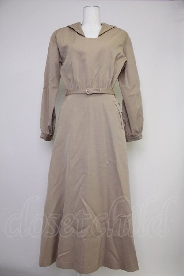 画像1: PINK HOUSE / セーラー襟長袖ワンピース  ブラウン T-25-10-30-024-LO-OP-SA-ZT (1)