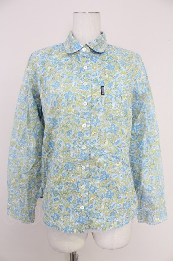 画像1: PINK HOUSE / フラワー総柄ブラウス L 青 T-25-10-30-004-LO-BL-SA-ZT (1)