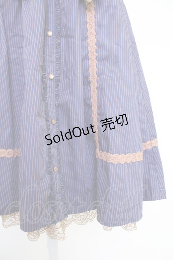 画像3: axes femme / モチーフレース使いストライプワンピース  紫Ｘブラウン T-25-10-30-029-AX-OP-SA-ZI (3)