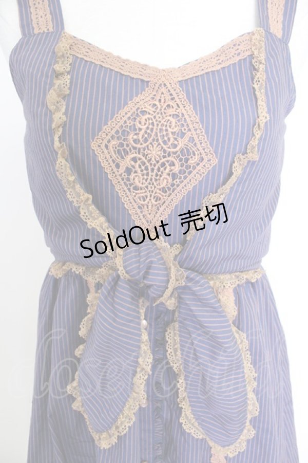 画像4: axes femme / モチーフレース使いストライプワンピース  紫Ｘブラウン T-25-10-30-029-AX-OP-SA-ZI (4)