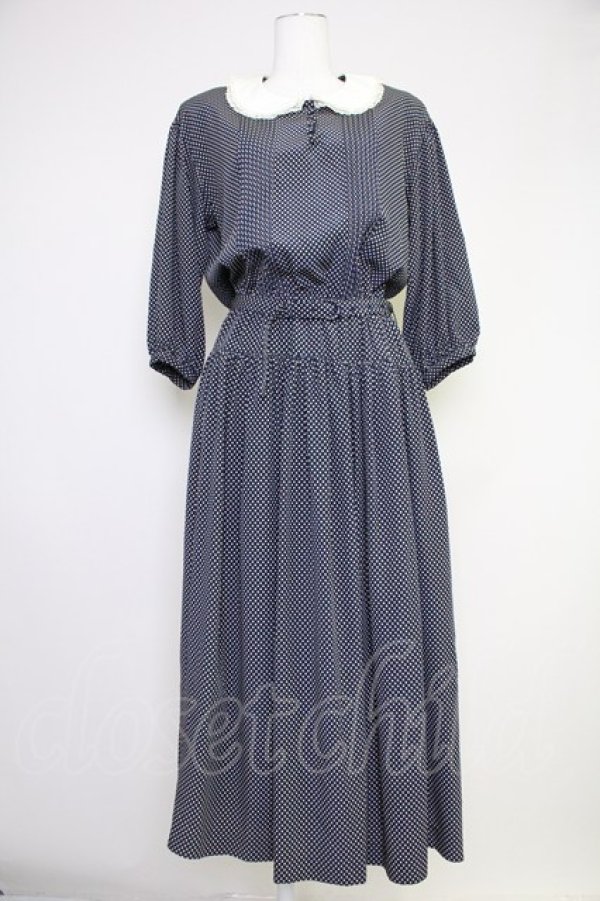 画像1: PINK HOUSE / 丸襟ドットワンピース  ネイビーＸアイボリー T-25-10-30-030-LO-OP-SA-ZT (1)