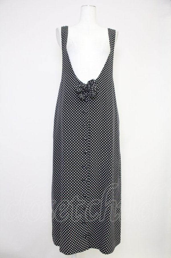 画像1: PINK HOUSE / リボンドットジャンパースカート  黒Ｘ白 T-25-10-30-031-LO-OP-SA-ZT (1)