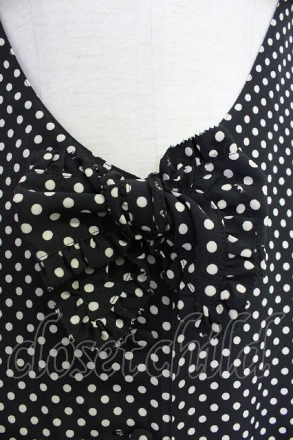 画像3: PINK HOUSE / リボンドットジャンパースカート  黒Ｘ白 T-25-10-30-031-LO-OP-SA-ZT (3)