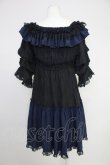 画像2: MR corset / シャーリングオフショルダーワンピース  黒Ｘ青 T-25-10-30-032-PU-OP-SA-ZT (2)
