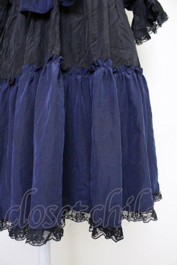 画像5: MR corset / シャーリングオフショルダーワンピース  黒Ｘ青 T-25-10-30-032-PU-OP-SA-ZT (5)