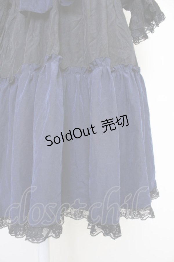 画像5: MR corset / シャーリングオフショルダーワンピース  黒Ｘ青 T-25-10-30-032-PU-OP-SA-ZI (5)