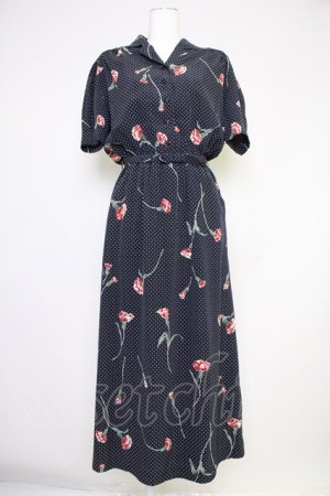 画像: INGEBORG / カーネーションドットプリント半袖ワンピース  ネイビーＸ赤Ｘ緑 T-25-10-30-033-LO-OP-SA-ZT