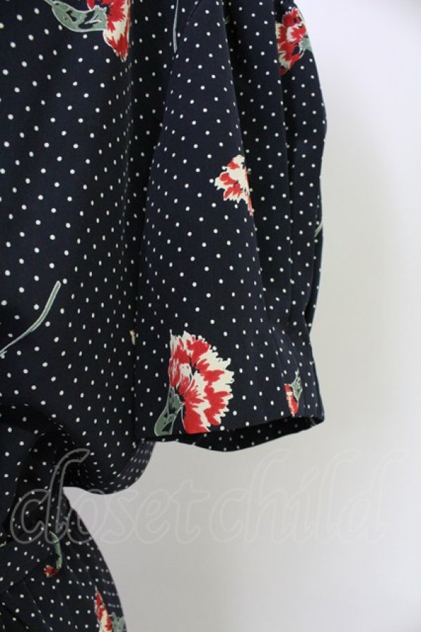 画像5: INGEBORG / カーネーションドットプリント半袖ワンピース  ネイビーＸ赤Ｘ緑 T-25-10-30-033-LO-OP-SA-ZT (5)