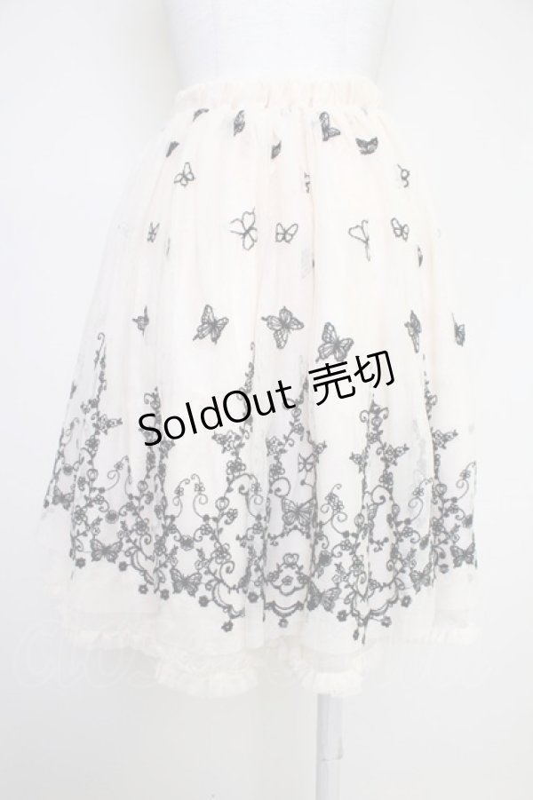 画像2: axes femme / 蝶々刺繍チュールスカート  アイボリーＸ黒 T-25-10-30-035-AX-SK-SA-ZI (2)