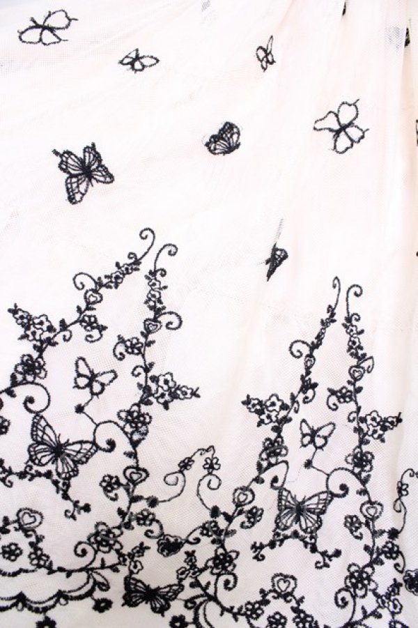 画像3: axes femme / 蝶々刺繍チュールスカート  アイボリーＸ黒 T-25-10-30-035-AX-SK-SA-ZT (3)