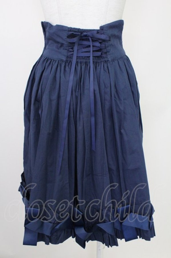 画像2: AND ROMEO / コルセット調スカート アンティークリボン  ネイビー T-25-10-30-039-LO-SK-SA-ZI (2)