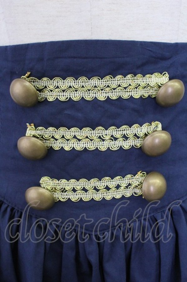 画像4: AND ROMEO / コルセット調スカート アンティークリボン  ネイビー T-25-10-30-039-LO-SK-SA-ZI (4)