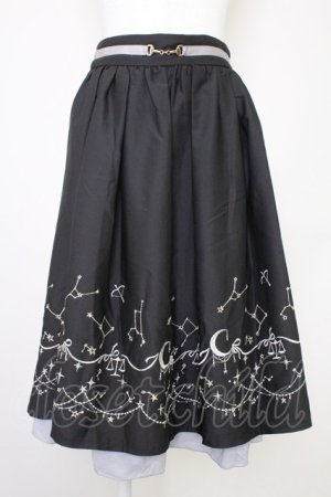 画像: axes femme POETIQUE / 星座刺繍ビットデザインスカート  黒 T-25-10-30-040-AX-SK-SA-ZT