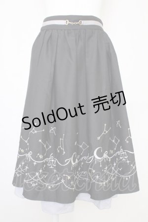 画像: axes femme POETIQUE / 星座刺繍ビットデザインスカート  黒 T-25-10-30-040-AX-SK-SA-ZI