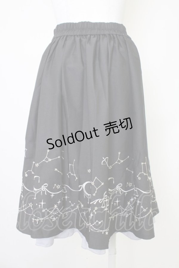 画像2: axes femme POETIQUE / 星座刺繍ビットデザインスカート  黒 T-25-10-30-040-AX-SK-SA-ZI (2)