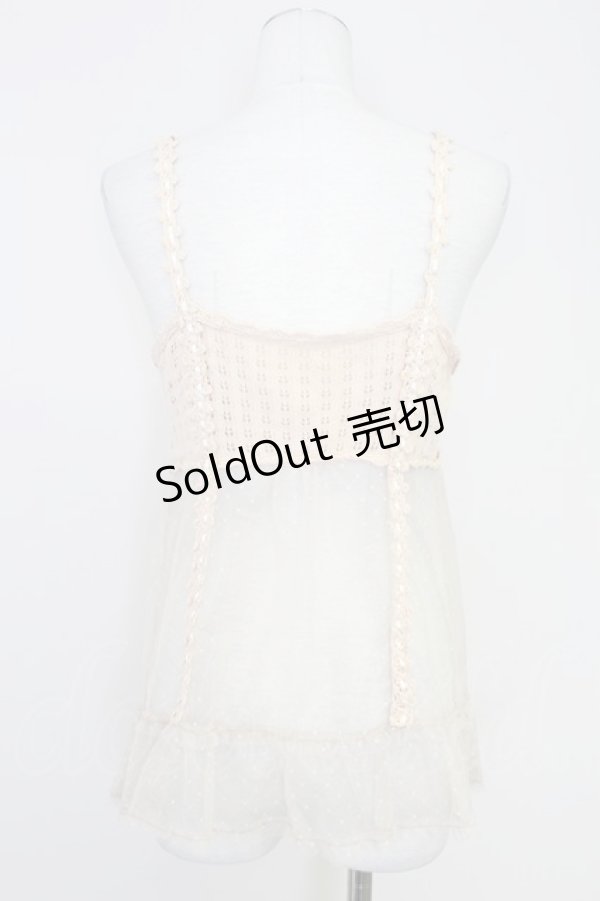 画像2: PINK HOUSE / カメリアモチーフリボンニットベビードール  アイボリー T-25-10-30-001-LO-TO-SA-ZI (2)