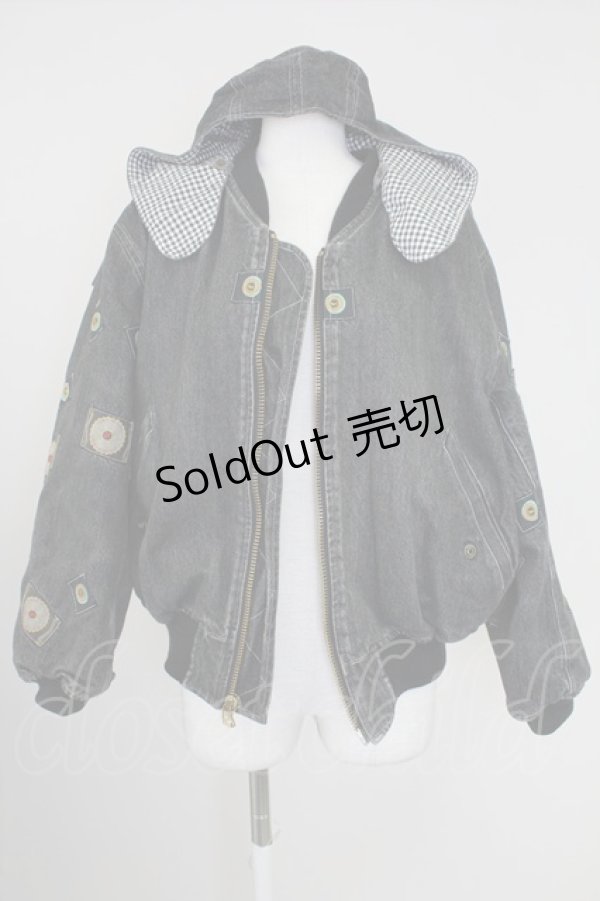 画像1: PINK HOUSE / ワッペンデニムブルゾン  黒デニム T-25-10-30-043-LO-JA-SA-ZI (1)