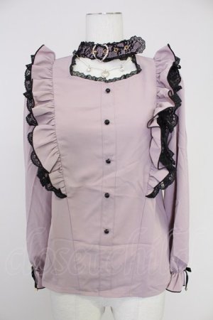 画像: Rojita / ハートバックルチェーン付き長袖ブラウス  ピンクＸ黒 T-25-10-30-006-LO-BL-SA-ZT