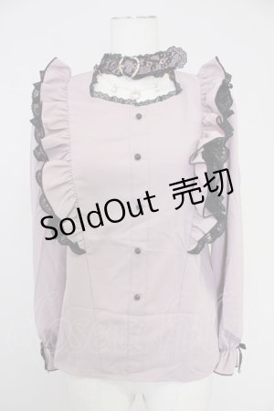 画像: Rojita / ハートバックルチェーン付き長袖ブラウス  ピンクＸ黒 T-25-10-30-006-LO-BL-SA-ZI