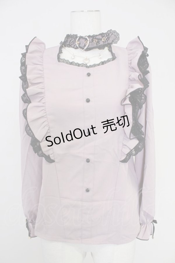 画像1: Rojita / ハートバックルチェーン付き長袖ブラウス  ピンクＸ黒 T-25-10-30-006-LO-BL-SA-ZI (1)