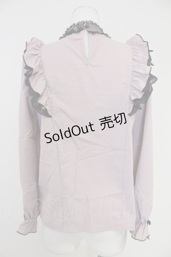 画像2: Rojita / ハートバックルチェーン付き長袖ブラウス  ピンクＸ黒 T-25-10-30-006-LO-BL-SA-ZI (2)