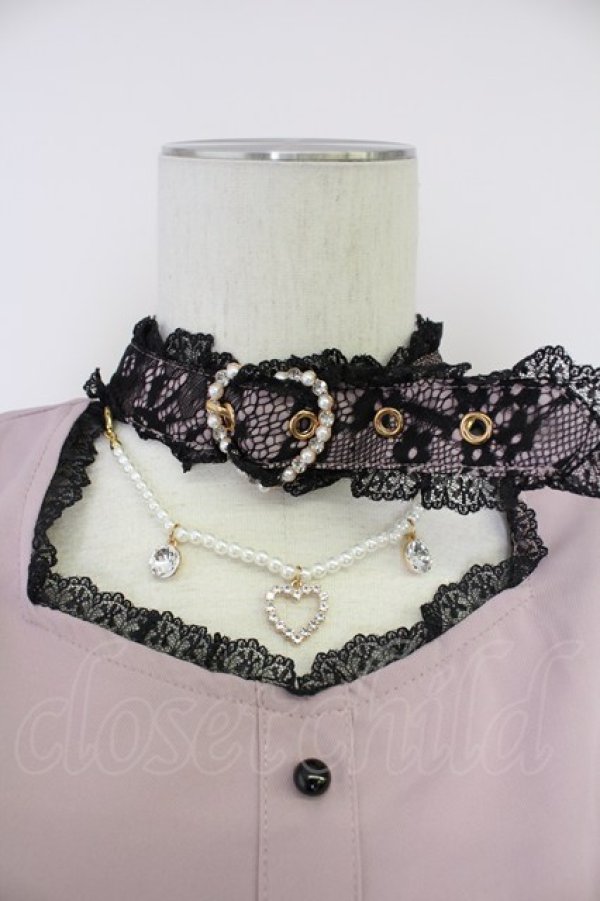 画像3: Rojita / ハートバックルチェーン付き長袖ブラウス  ピンクＸ黒 T-25-10-30-006-LO-BL-SA-ZT (3)