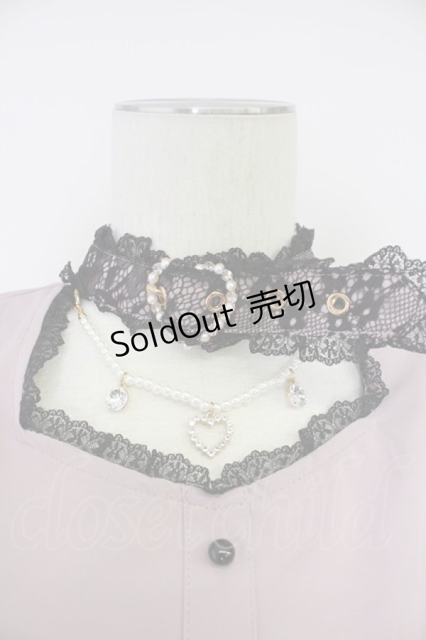 画像3: Rojita / ハートバックルチェーン付き長袖ブラウス  ピンクＸ黒 T-25-10-30-006-LO-BL-SA-ZI (3)