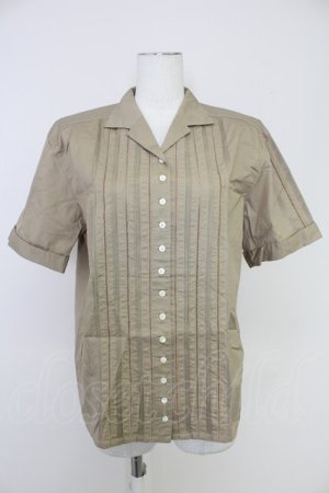 画像: INGEBORG / 梯子レース半袖開襟ブラウス  ブラウン T-25-10-30-008-LO-BL-SA-ZT