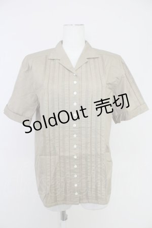 画像: INGEBORG / 梯子レース半袖開襟ブラウス  ブラウン T-25-10-30-008-LO-BL-SA-ZI