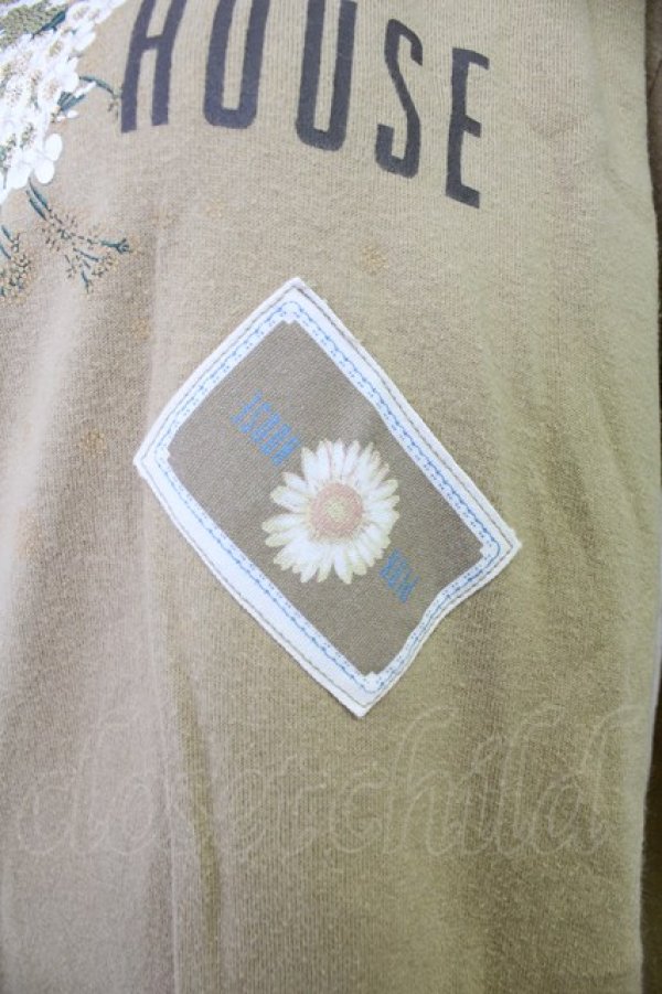 画像4: PINK HOUSE / ミモザ風ブーケプリント&雛菊ワッペンカットソー L ブラウン T-25-10-30-009-LO-TO-SA-ZI (4)