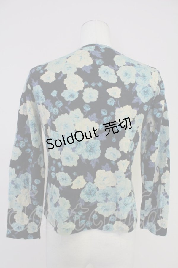 画像2: PINK HOUSE / 薔薇ブーケプリントカットソー  黒Ｘ青 T-25-10-30-013-LO-TO-SA-ZI (2)