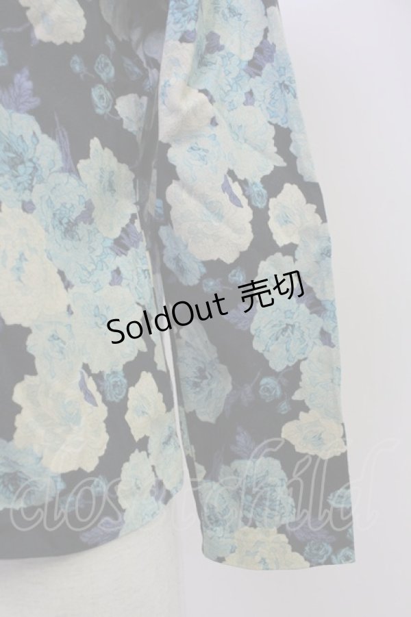 画像4: PINK HOUSE / 薔薇ブーケプリントカットソー  黒Ｘ青 T-25-10-30-013-LO-TO-SA-ZI (4)